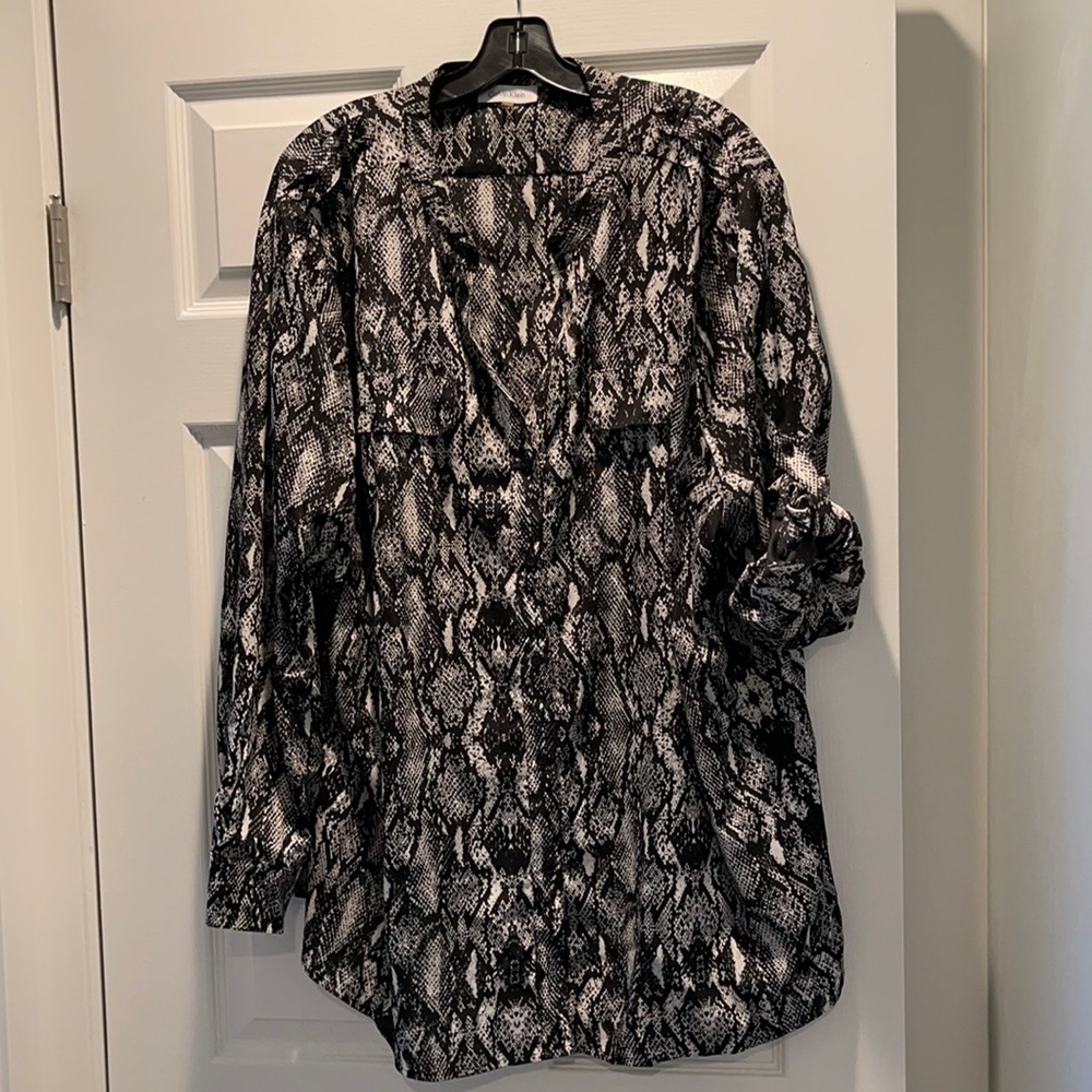 Calvin Klein roll up sleeve tunic blouse